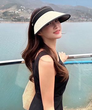 [W]UV 차단 라탄 썬캡 모자 - 3color