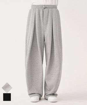 4핀턱 와이드 맥시 오버핏 트레이닝 밴딩 팬츠 유니섹스 (그레이/블랙)