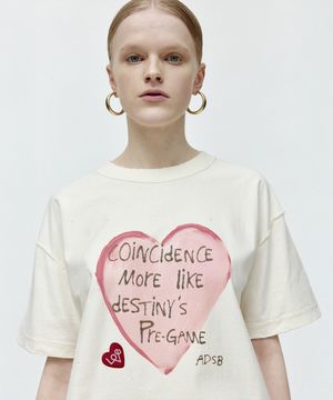 유니섹스 하트 메세지 티셔츠 atb1251u(ECRU)