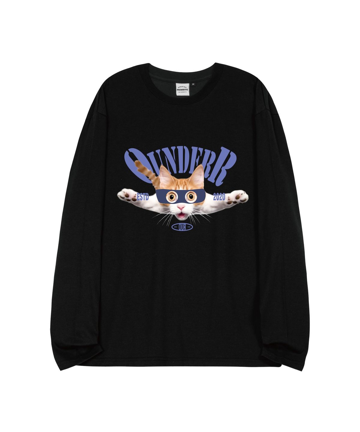오언더알(OUNDERR) HAPPY_CAT_오버핏_롱_슬리브 [블랙]