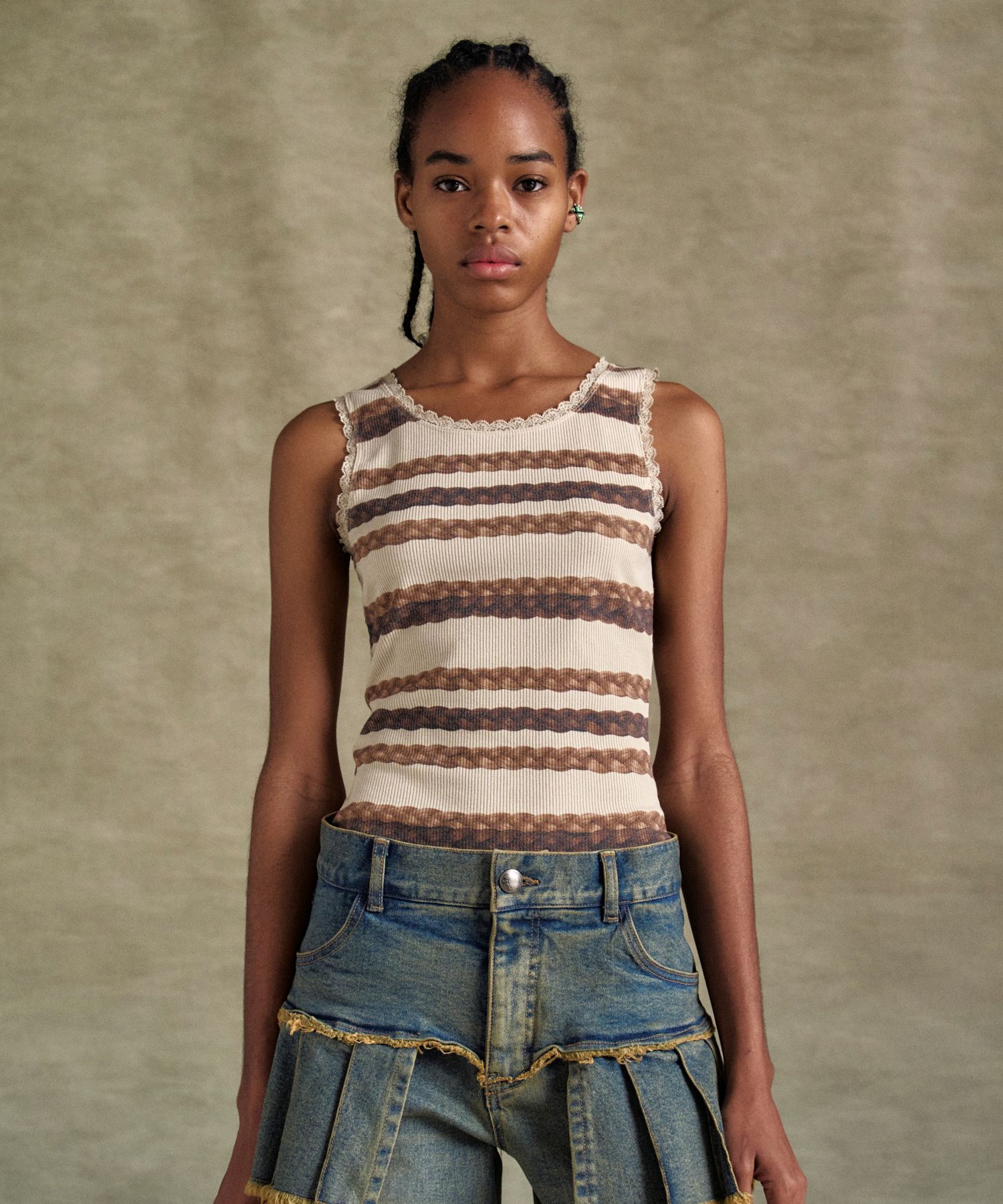 ★ANDERSSON BELL★ Hair Braid Stripe Tank Top MUSINSA | ANDERSSON BELL FOR WOMEN Hair Braid Stripe Tank