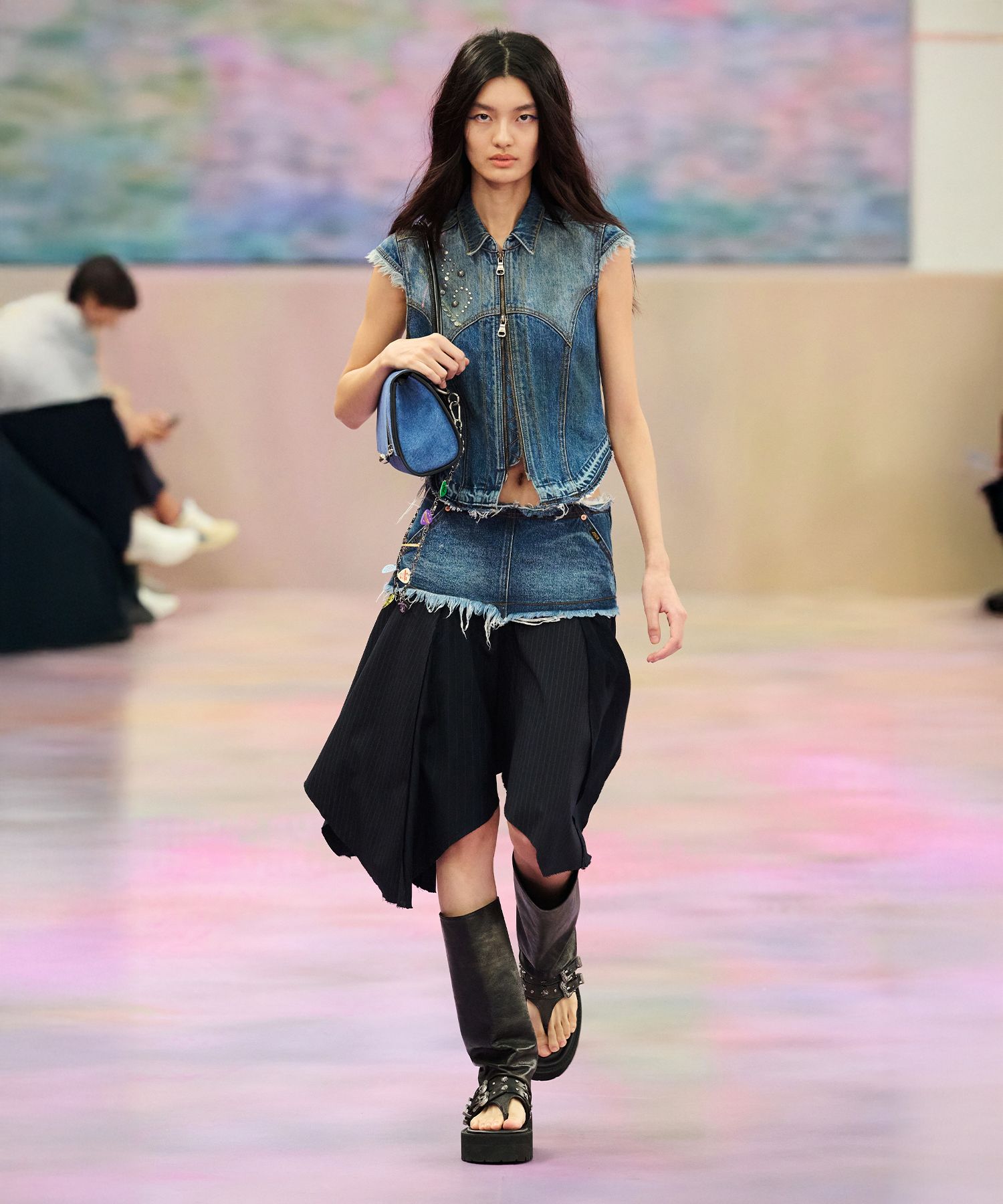 【ANDERSSON BELL】デニム切替 フェアリースカート apa800w Andersson Bell Denim Combination Fairy Skirt 'Navy