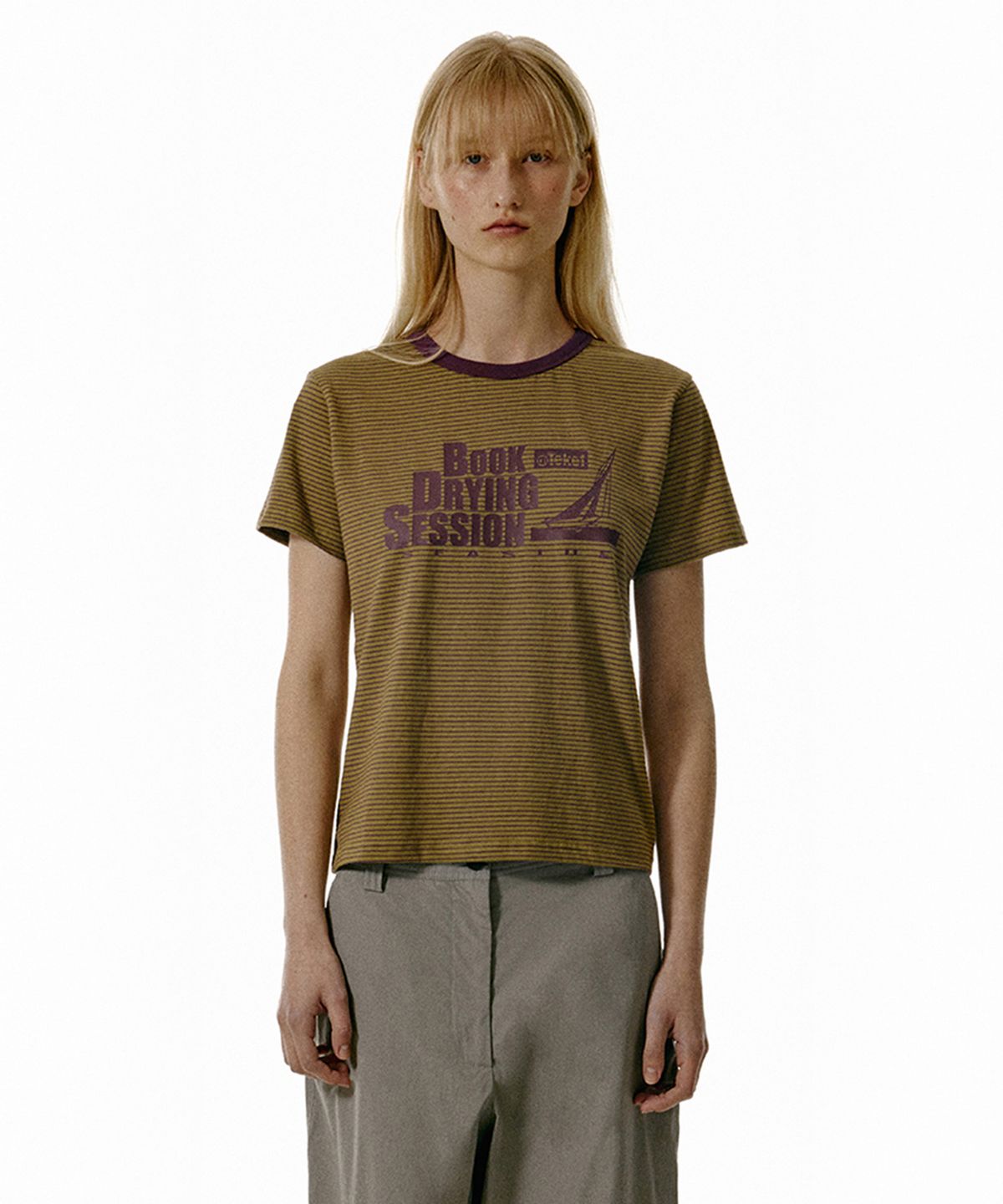 테켓(TEKET) Drying Stripe Tee Olive