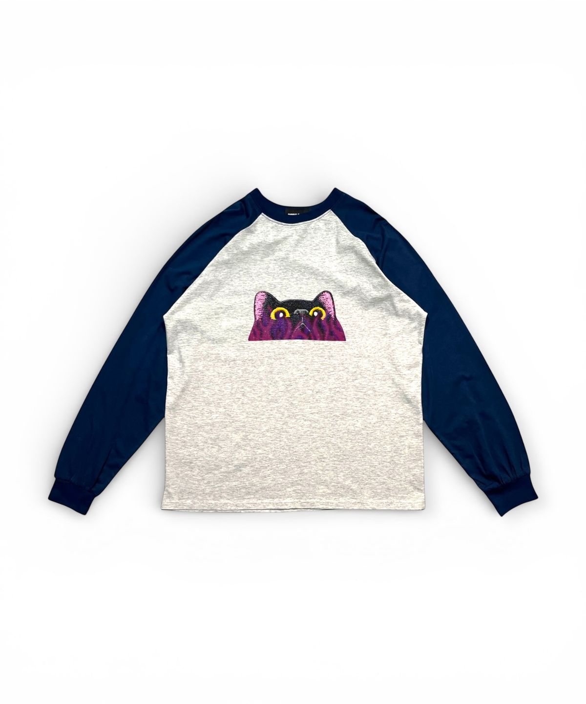 본슬리피(BORN SLIPPY) Meow Raglan Long Sleeve T-shirt (Blue)