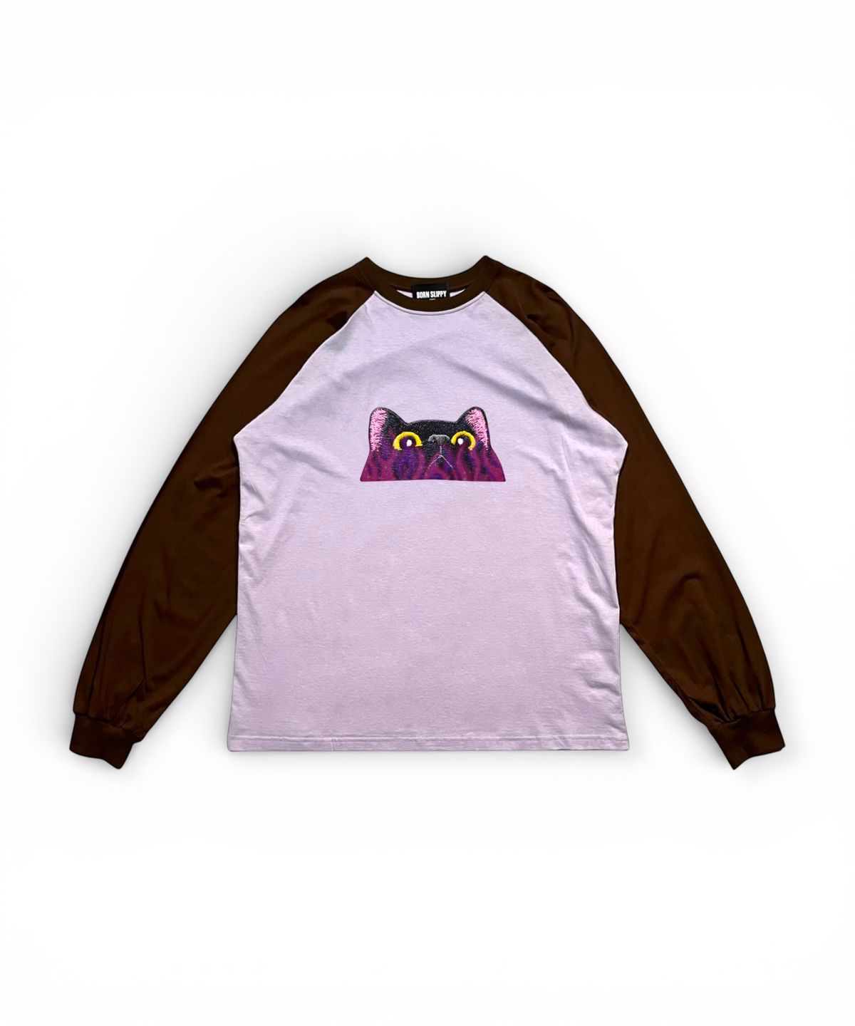 본슬리피(BORN SLIPPY) Meow Raglan Long Sleeve T-shirt (Brown)