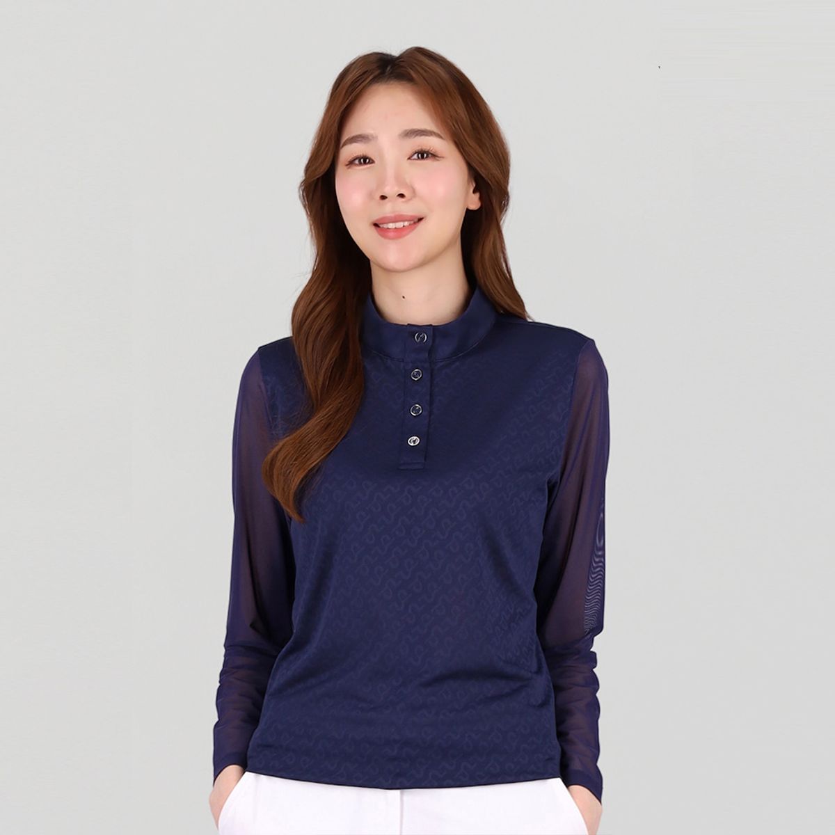 피에이티(PAT) 메쉬배색 자카드 반목티셔츠_1J45432