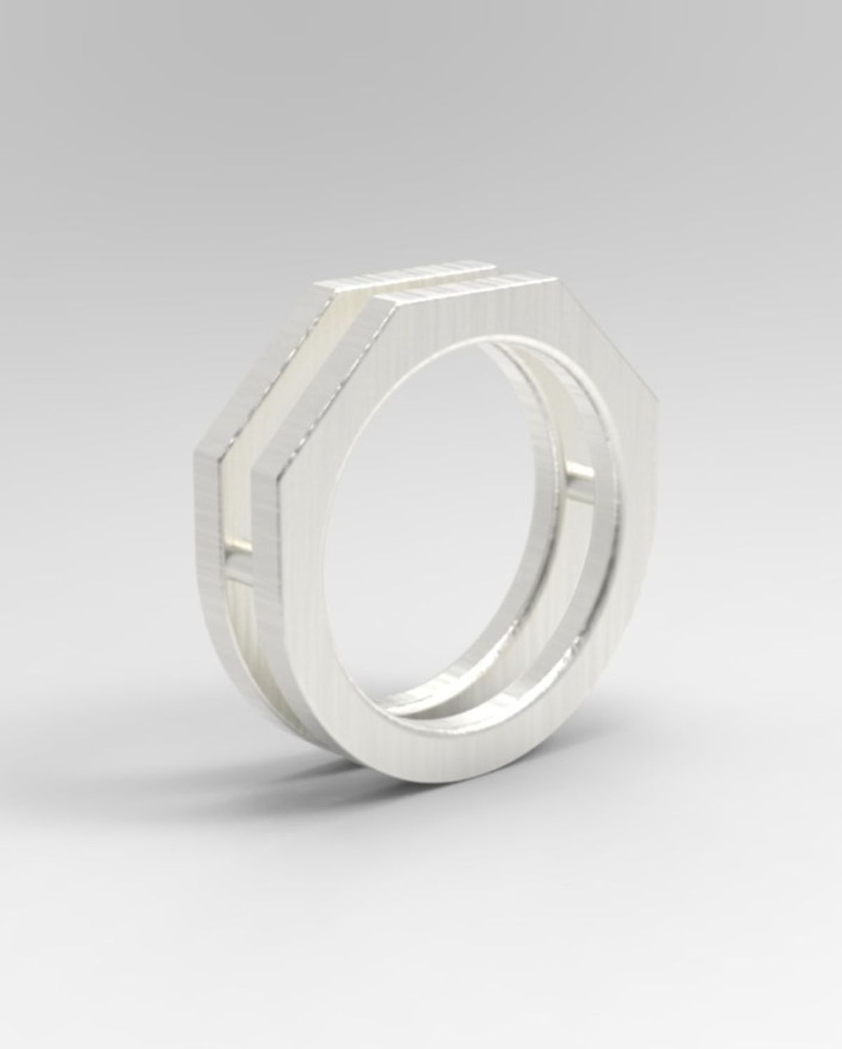 르네오브제(RENEOBJET) DIN  DOUBLE HEX-LINE RING [STERLING SILVER] 더블 링 925 실버 반지