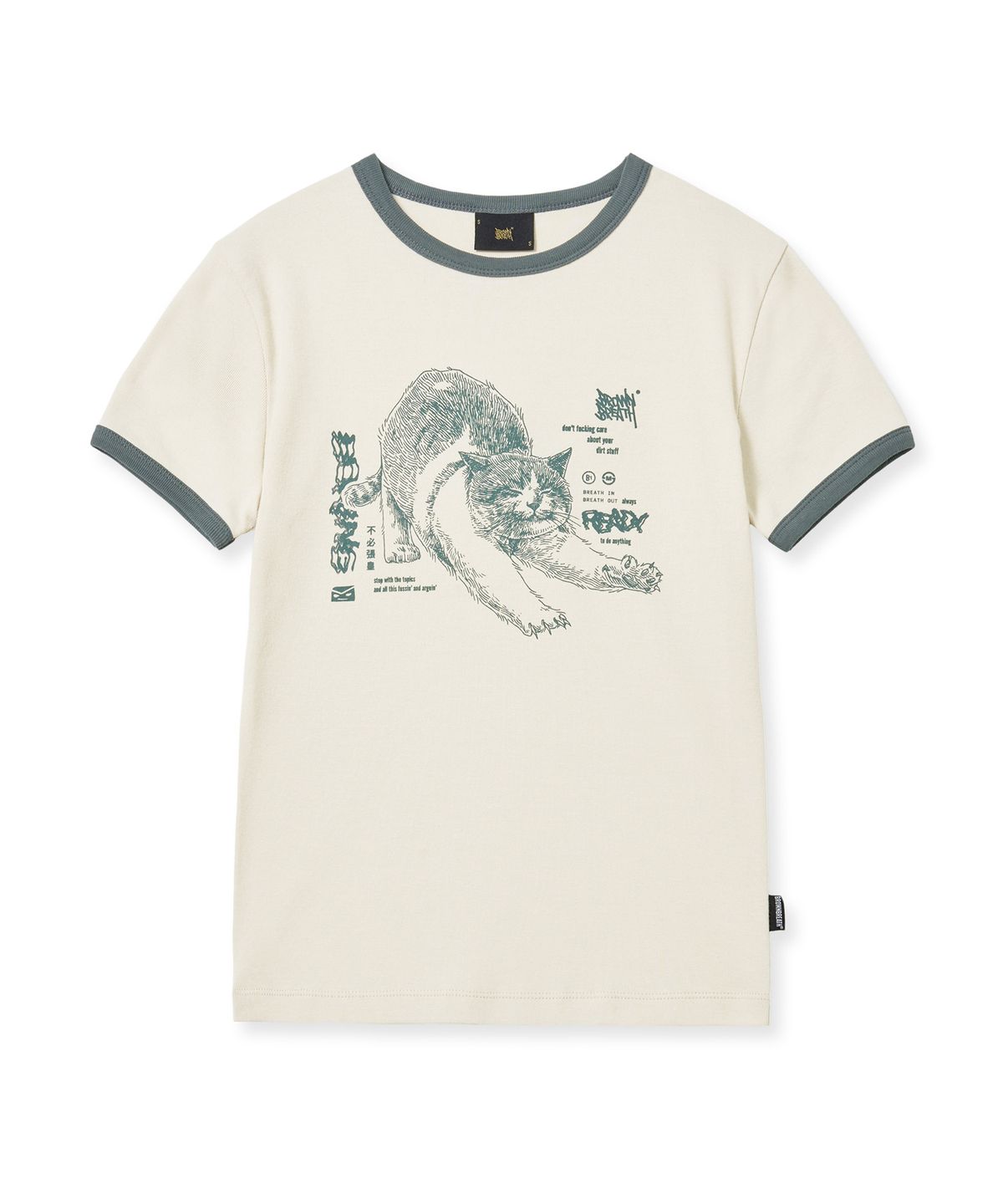 브라운브레스(BROWNBREATH) W KITTY CROP RINGER TEE - BEIGE