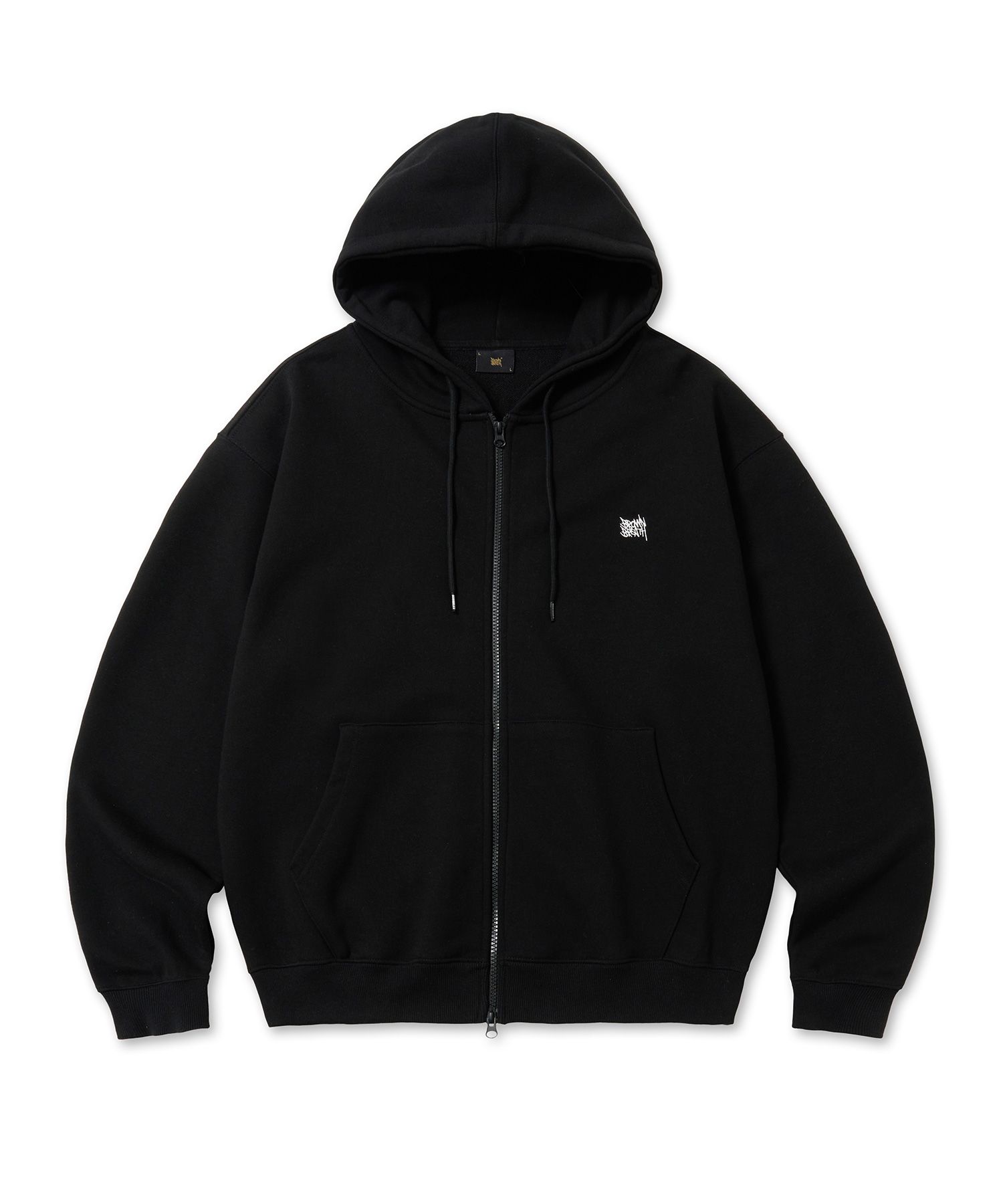 ★BROWNBREATH★ W TAG CROP HOOD ZIPUP BLACK 23FW] TAG ZIP-UP HOODIE - BLACK - Brownbreath Online Store
