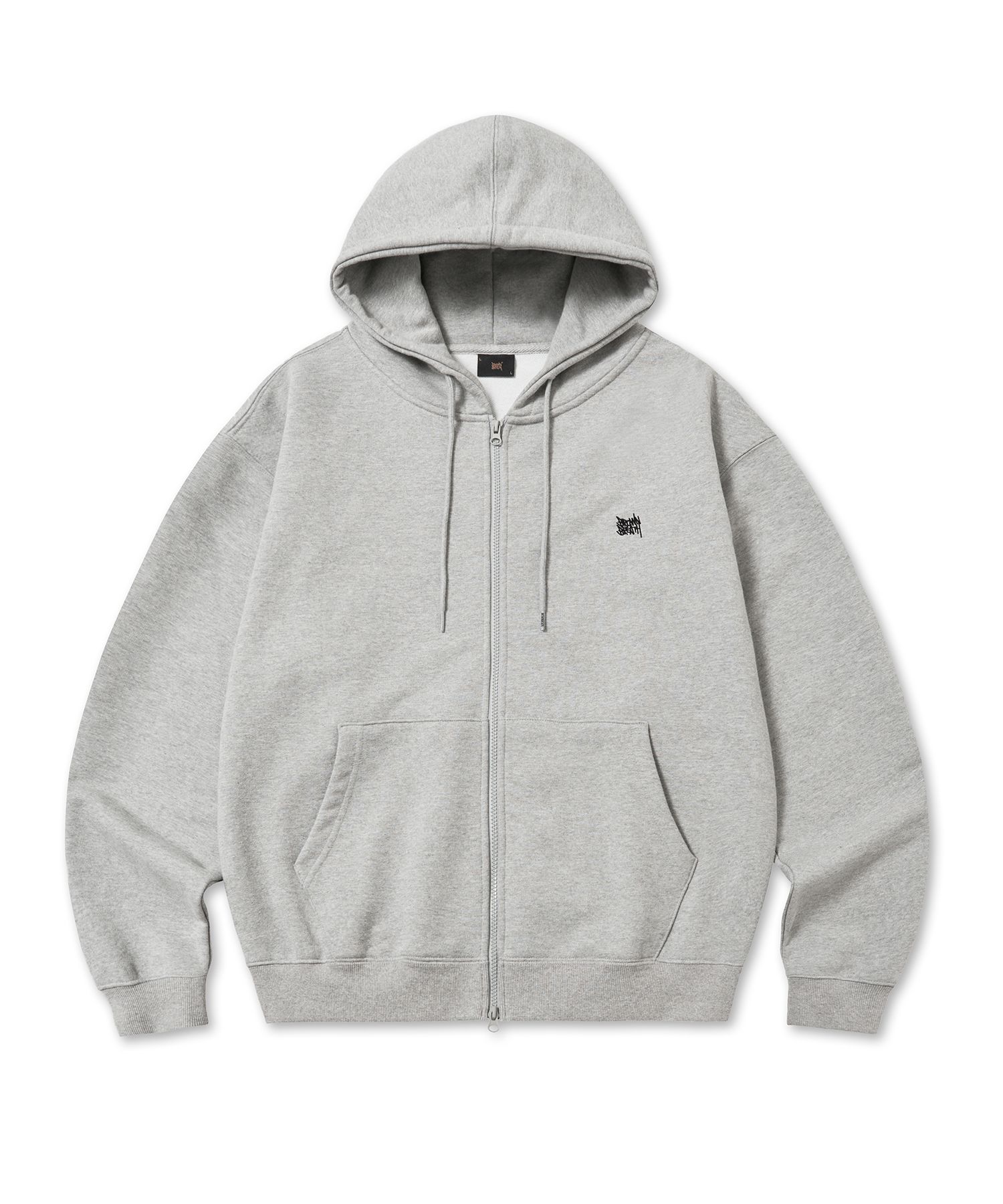 ★BROWNBREATH★ TAG KNIT HOOD ZIP UP MELANGE GREY MUSINSA | BROWNBREATH TAG HOOD ZIP UP - MELANGE GREY