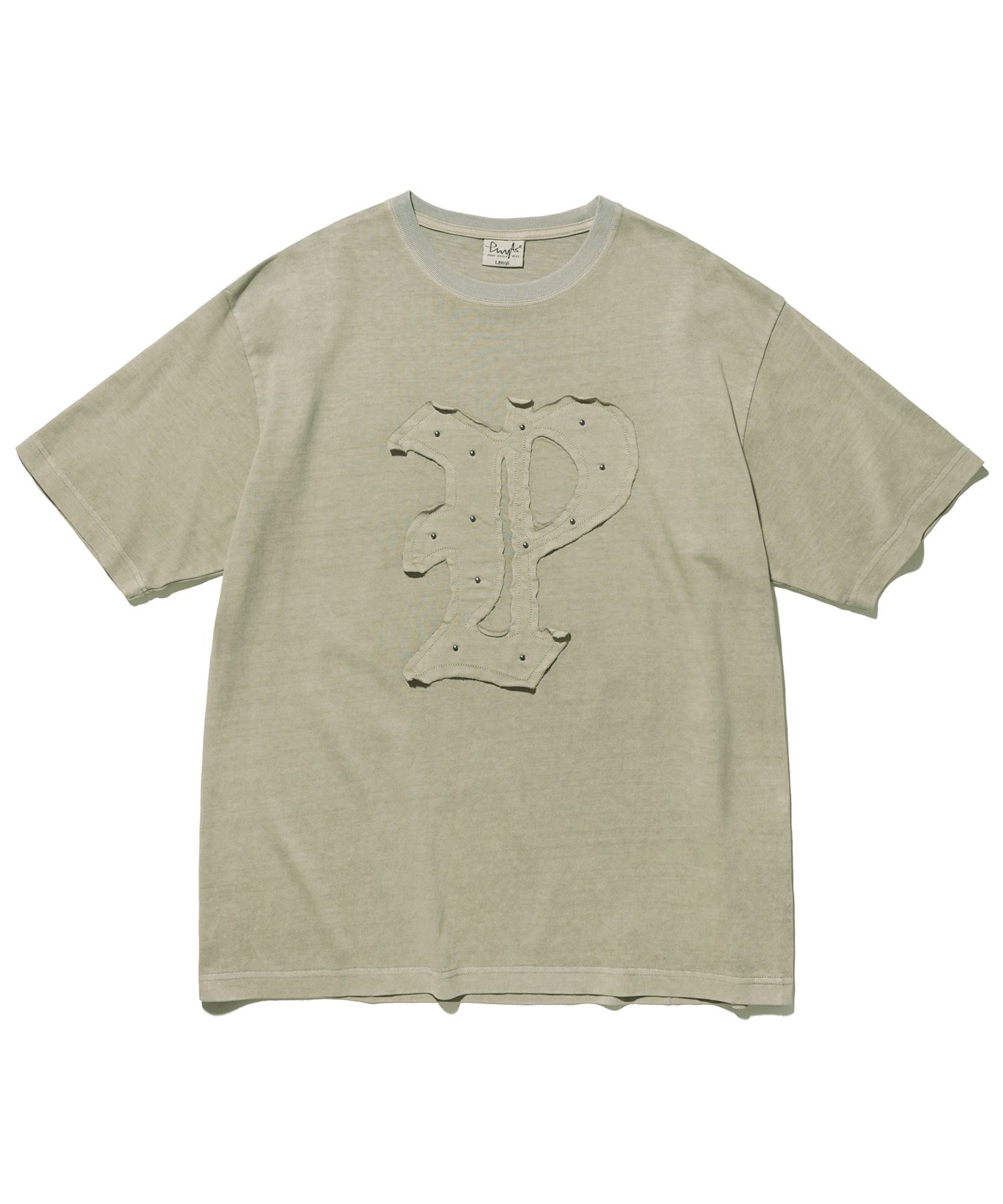 PHYPS ♥ Applique Stud Pigment Short Sleeve T-Shirt MUSINSA | PHYPS Applique Stud Pigment Short Sleeve T-shirt_Gray