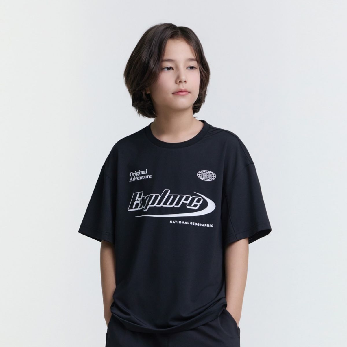 내셔널지오그래픽 키즈(NATIONAL GEOGRAPHIC KIDS) K252UTS913 프로즌 에어로쿨 메쉬 반팔 CARBONBLACK
