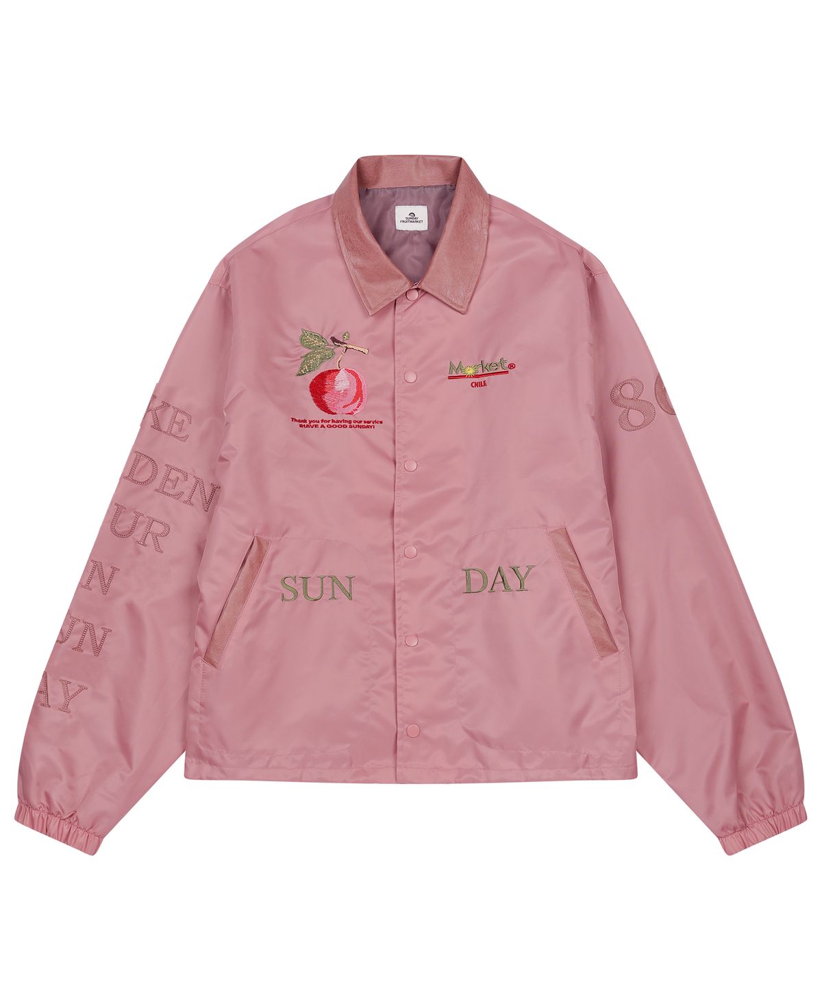 선데이후르츠마켓(SUNDAY FRUIT MARKET) APPLE COACH JACKET PINK