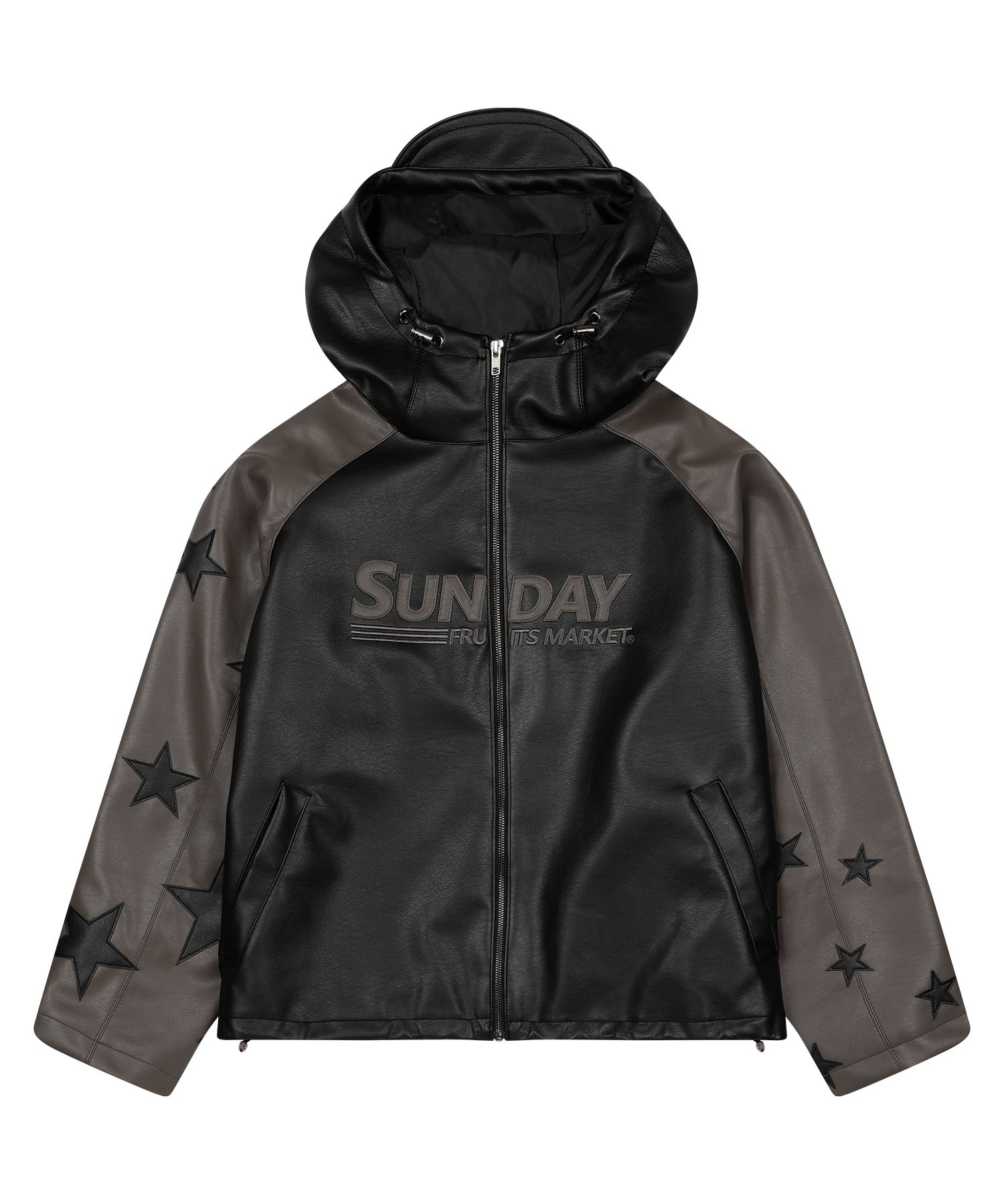 MUSINSA | SUPERSUB Vintage Track Biker Leather Jumper - Black