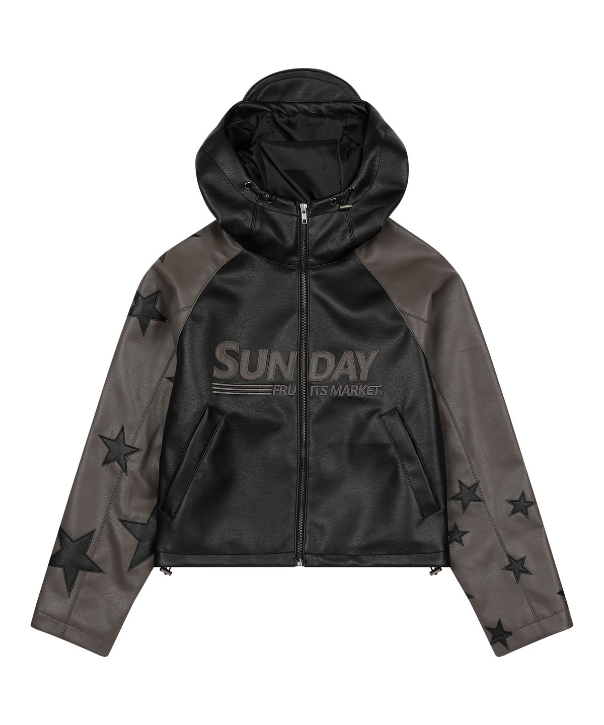 선데이후르츠마켓(SUNDAY FRUIT MARKET) W) STAR FAUX LEATHER JACKET BLACK