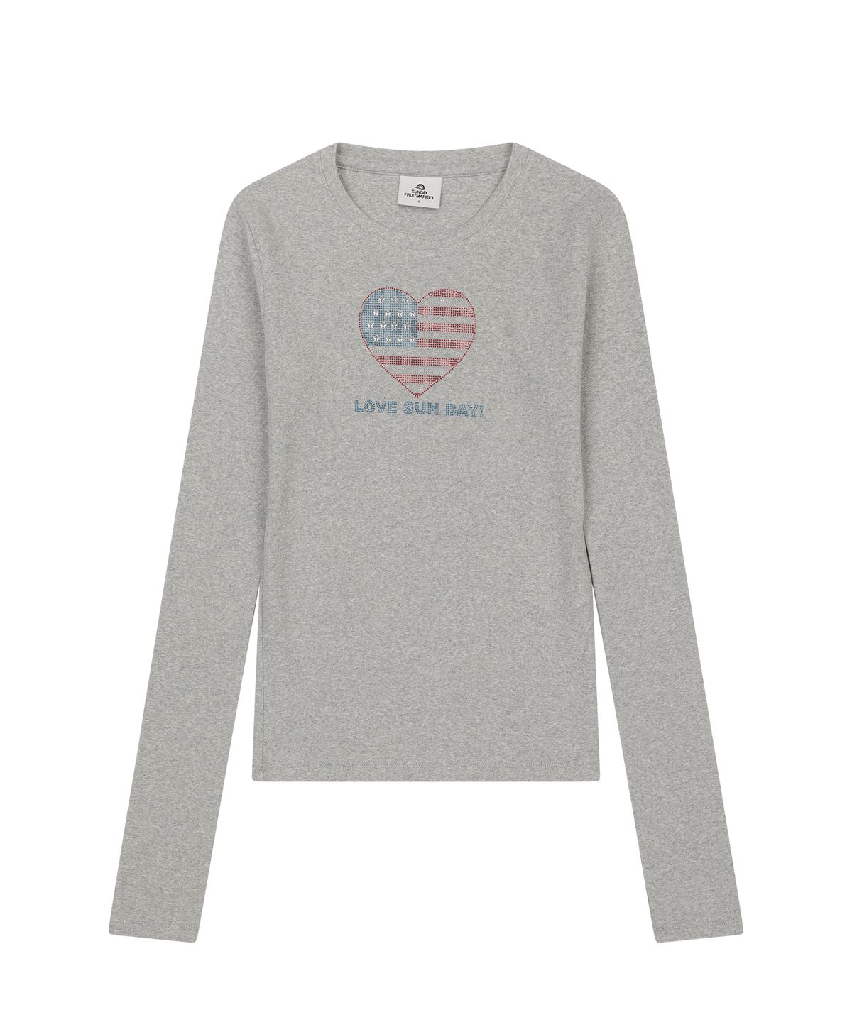선데이후르츠마켓(SUNDAY FRUIT MARKET) W) HEART BLING LS TEE GRAY