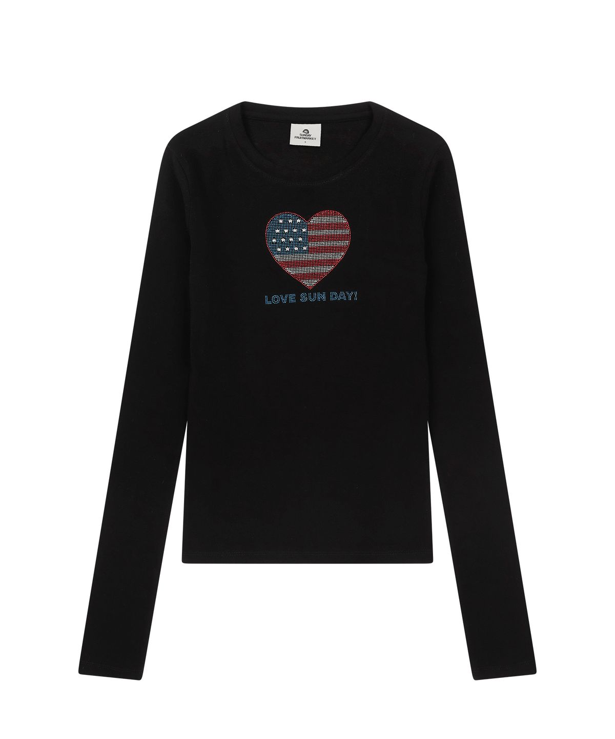 선데이후르츠마켓(SUNDAY FRUIT MARKET) W) HEART BLING LS TEE BLACK