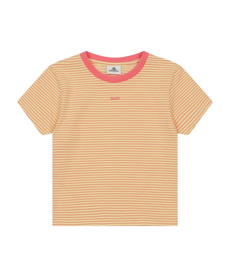 W) MINI SUN STRIPE TEE LEMON
