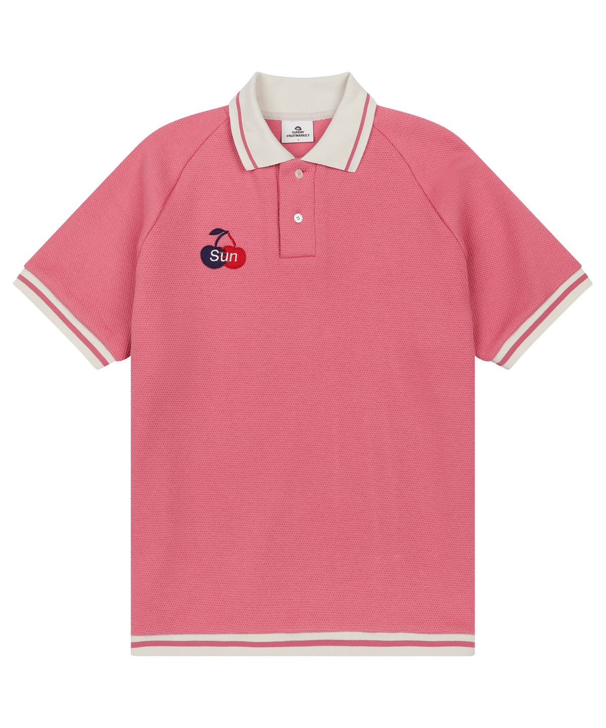 선데이후르츠마켓(SUNDAY FRUIT MARKET) W) CHERRY WAFFLE COLLAR TEE PINK