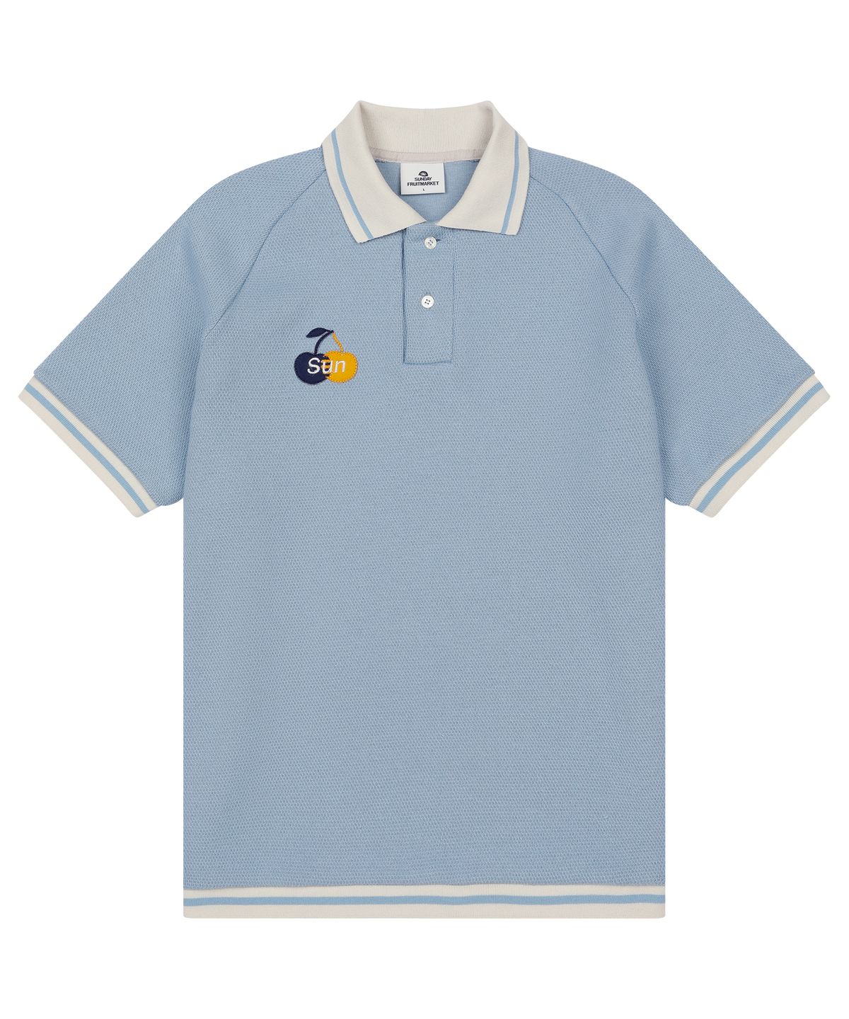 선데이후르츠마켓(SUNDAY FRUIT MARKET) W) CHERRY WAFFLE COLLAR TEE SKYBLUE