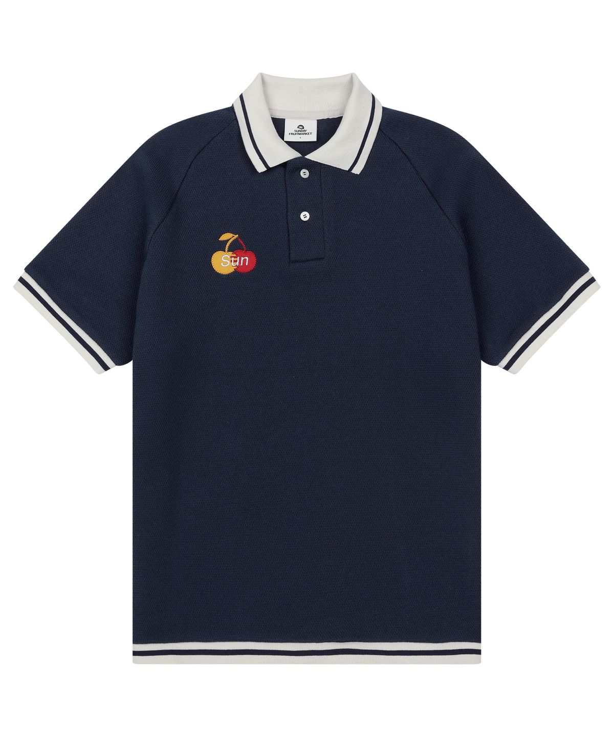 선데이후르츠마켓(SUNDAY FRUIT MARKET) W) CHERRY WAFFLE COLLAR TEE NAVY