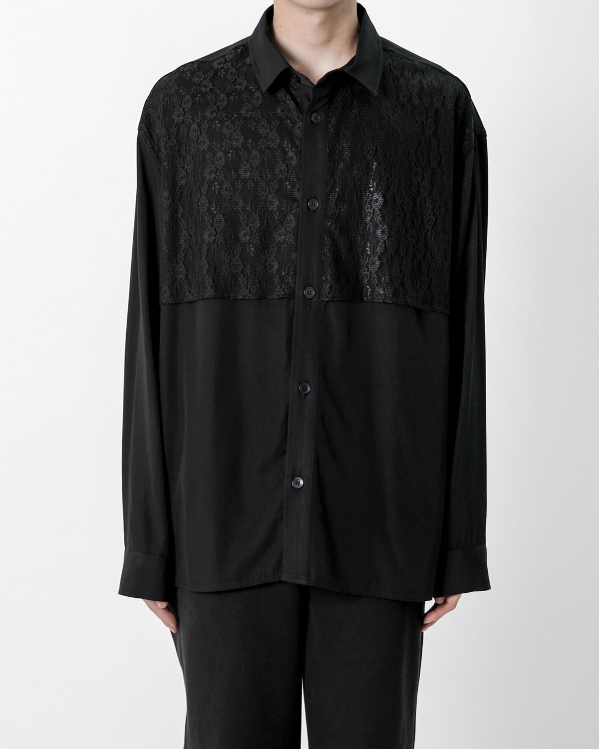 키류(KIRYU) LACE LAYERD SHIRT (BLACK)