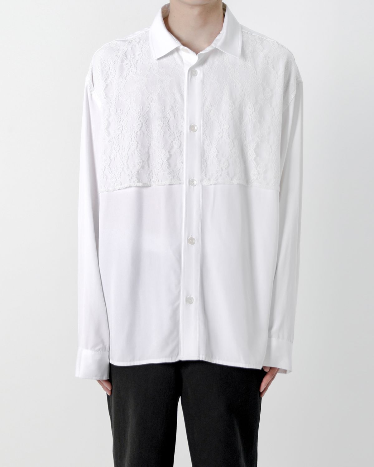 키류(KIRYU) LACE LAYERD SHIRT (WHITE)