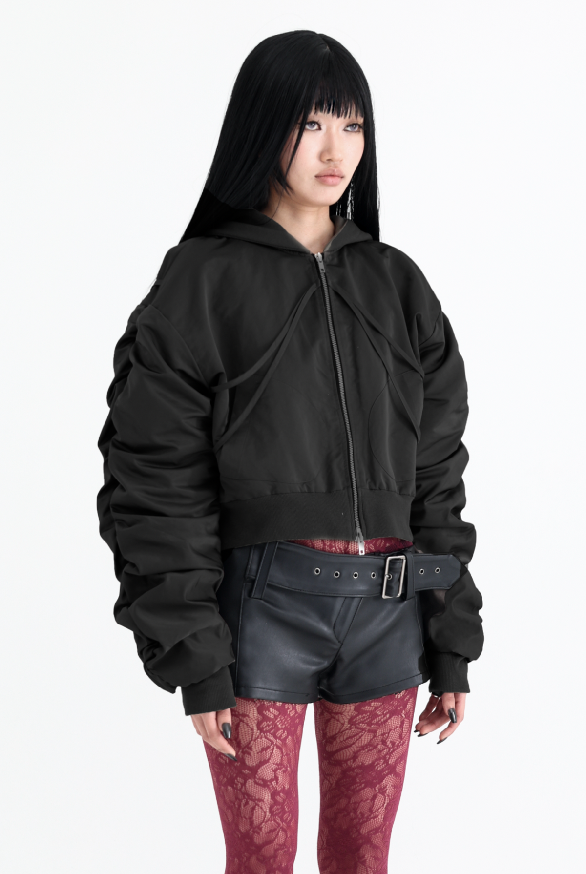 카이야(KAIYA) Bondage Bomber Jacket - black