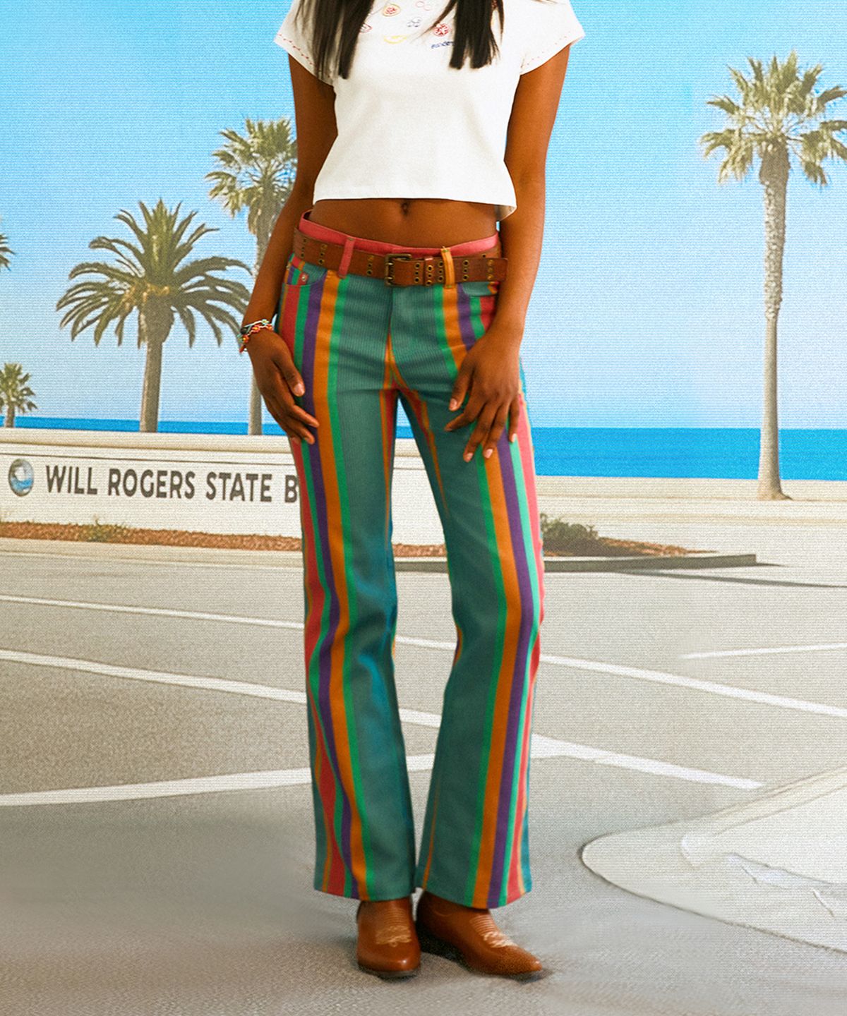 선데이후르츠마켓(SUNDAY FRUIT MARKET) W) FRUIT STRIPE PANT GREEN