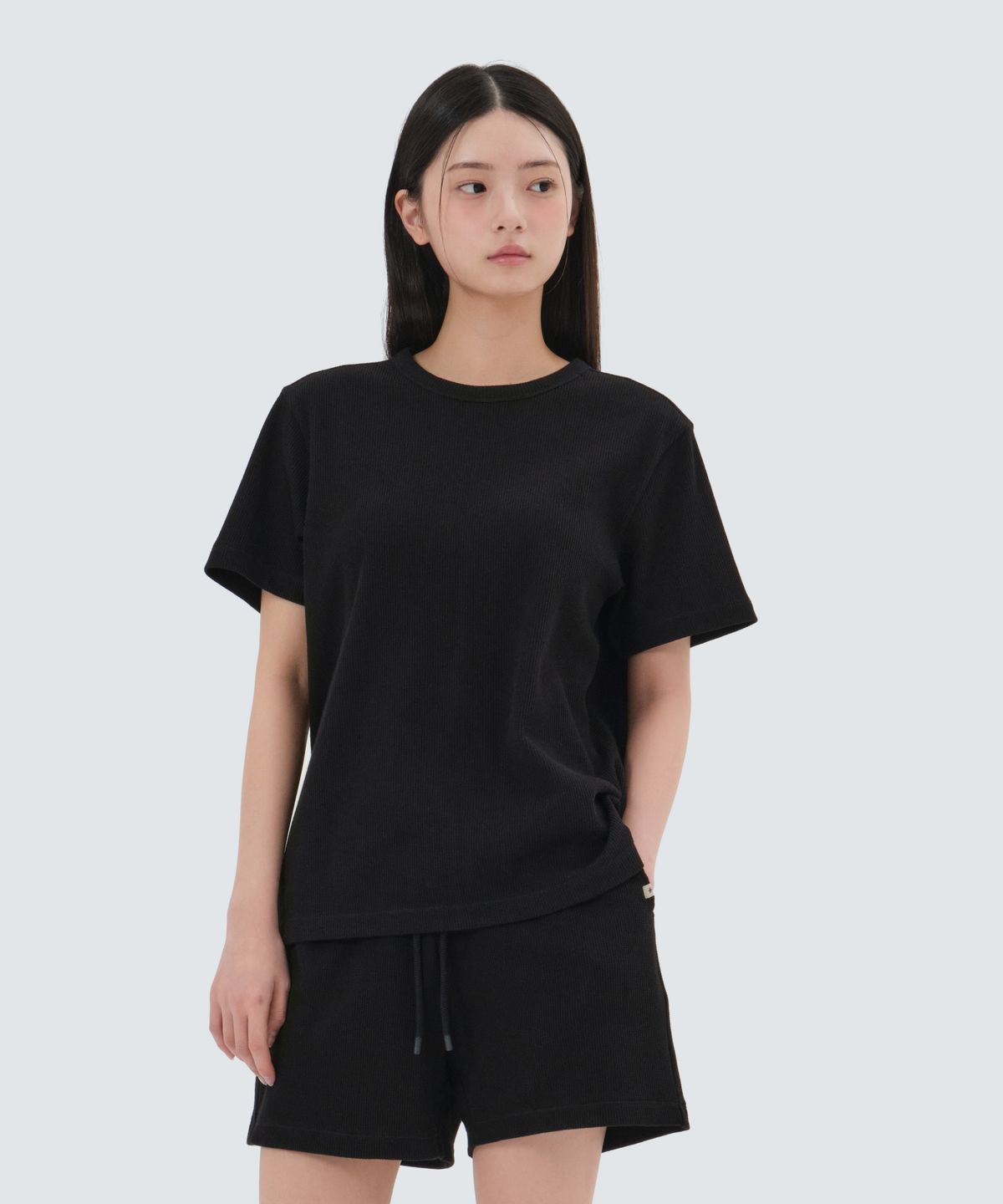 스노우피크 어패럴(SNOWPEAK APPAREL) 와플 여성 반팔 티셔츠 (S25MWFTS37) Black