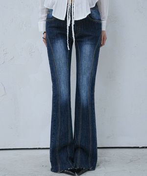 Thin Bootscut Pants DEEP BLUE