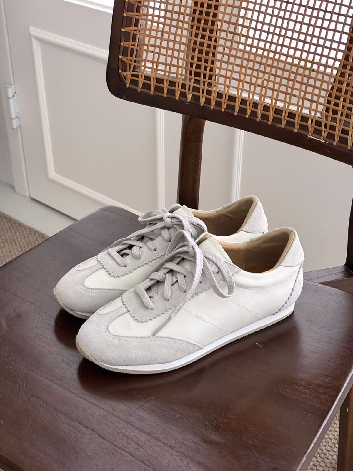 쥬다르(JEU DART) suede combi sneakers ivory