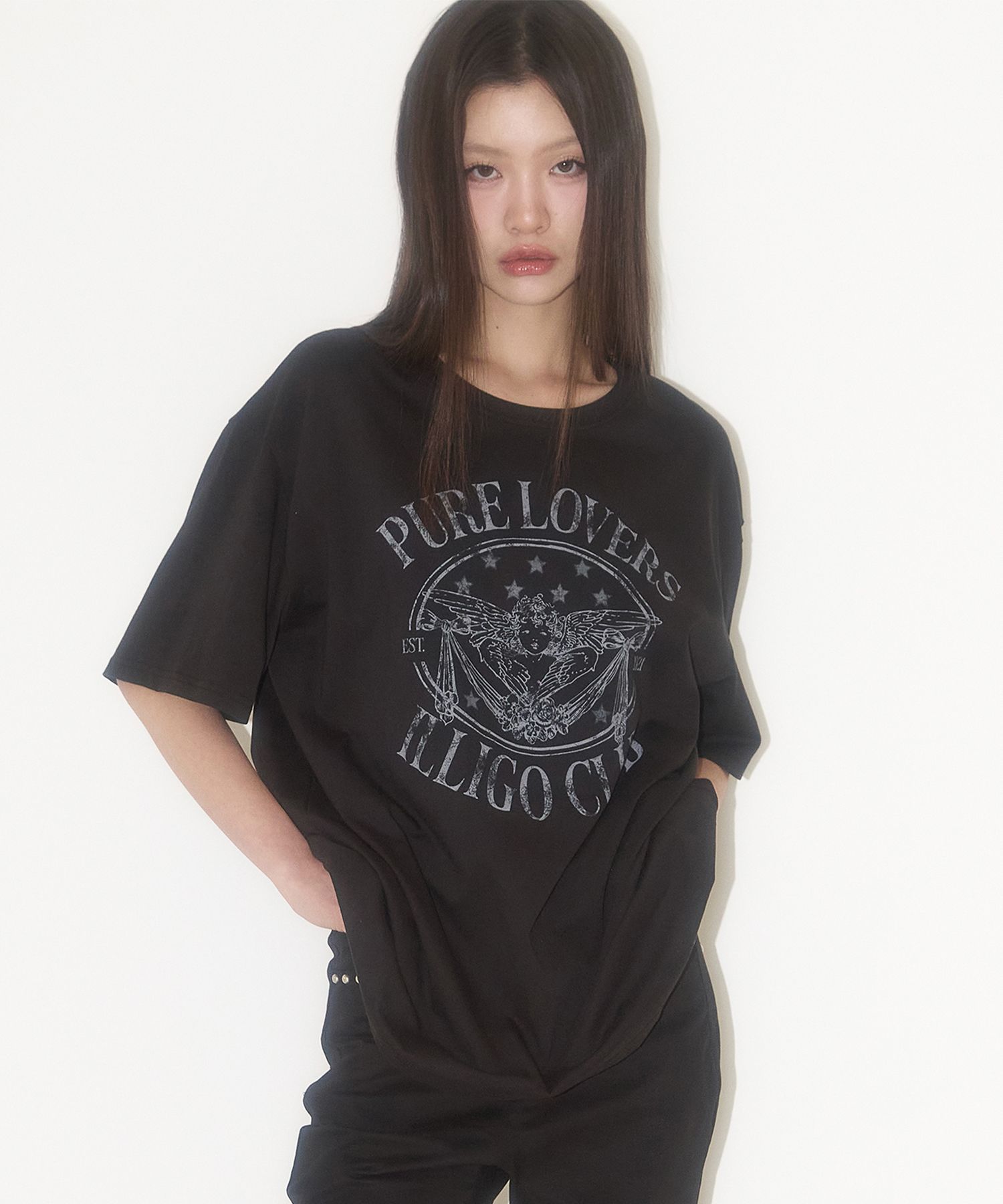MUSINSA公式 | ILLIGO ピュアエンジェル オーバーサイズTシャツ ブラック