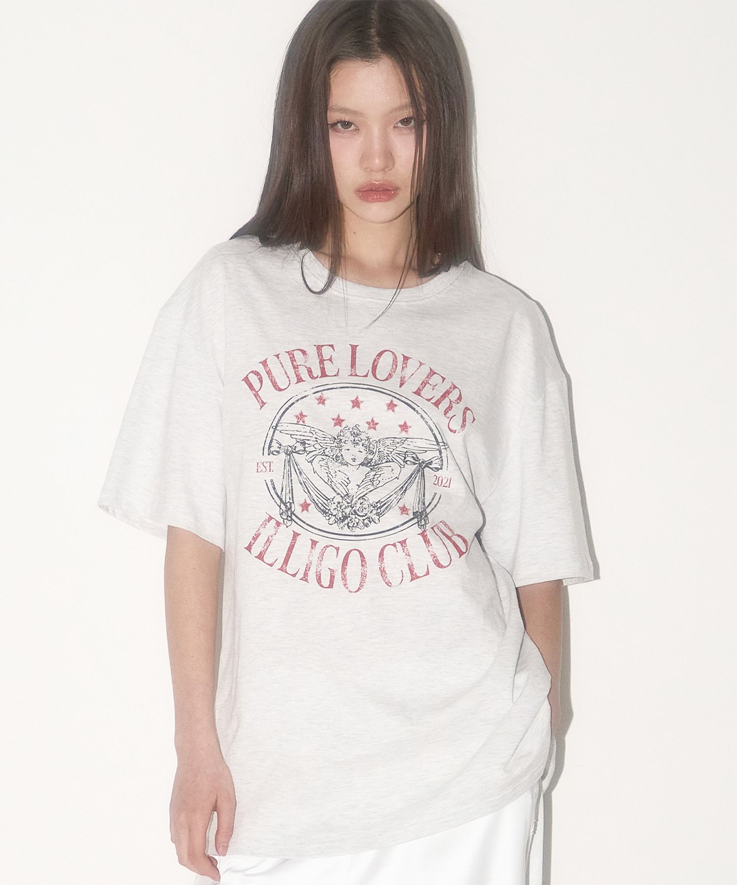 ★ ILLIGO★ PURE ANGEL OVERFIT T-SHIRT MUSINSA | ILLIGO Pure Angel Overfit T-Shirt Melange