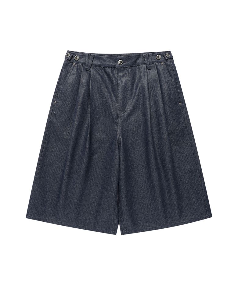 Herringbone glow denim bermuda pants indigo