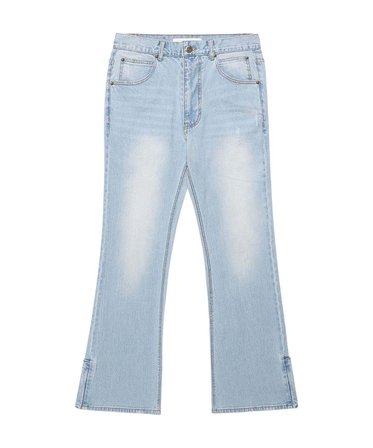 웨슬리 휴스턴(WESLEYHYUSTON) Sleek zipper detail boots cut denim pants light blue