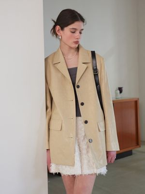 오픈 카라 레더 자켓 NEL5SJ211_9F