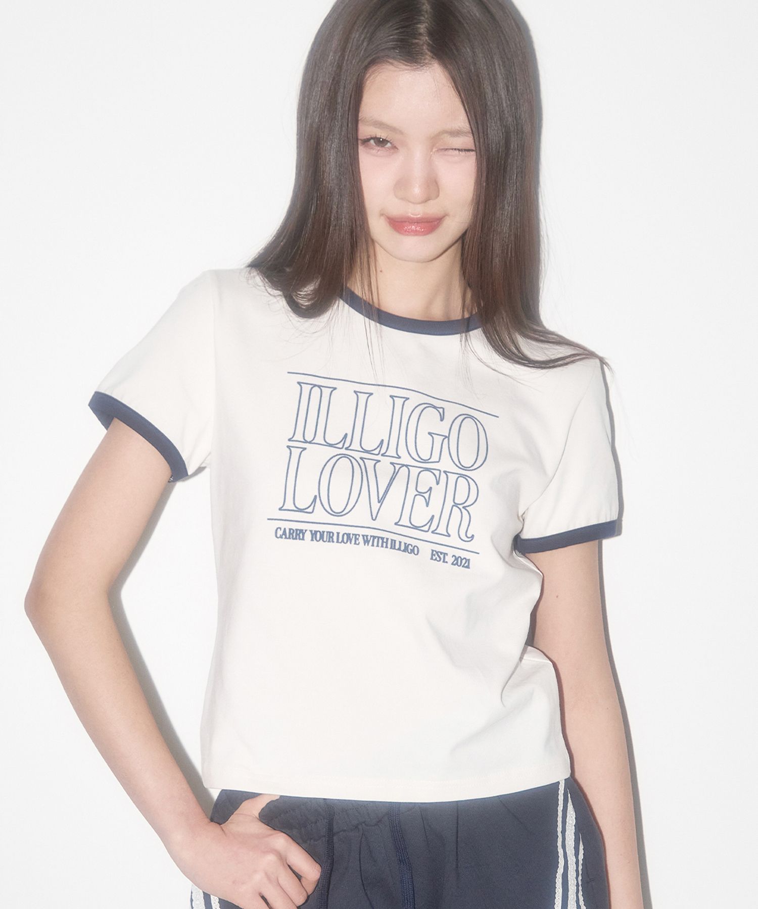★ILLIGO★ LOVER LOOSE CROP RINGER TEE MUSINSA | ILLIGO Lover Loose Crop Ringer Tea Cream