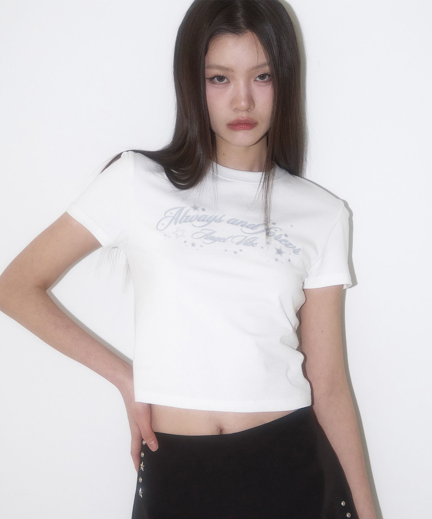 MUSINSA公式 | ILLIGO スターレタリングフィッテッドTシャツ ホワイト 