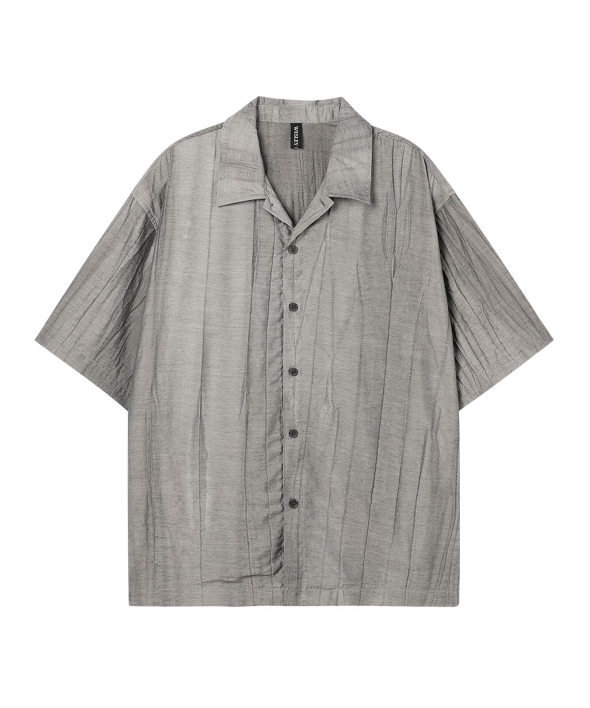 웨슬리 휴스턴(WESLEYHYUSTON) Crinkle linen open collar half shirt grey