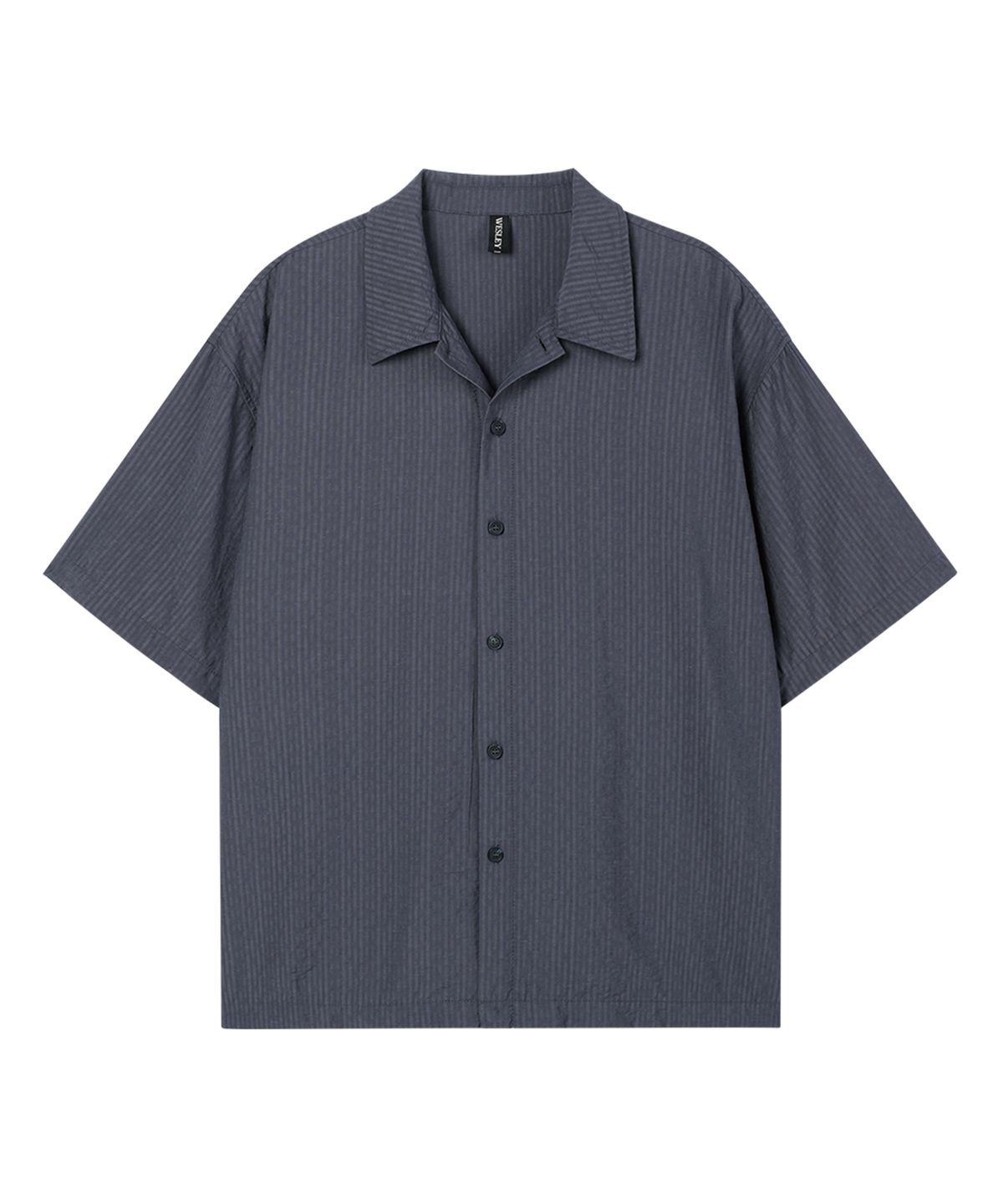 웨슬리 휴스턴(WESLEYHYUSTON) Heritage stripe linen half shirt dark blue