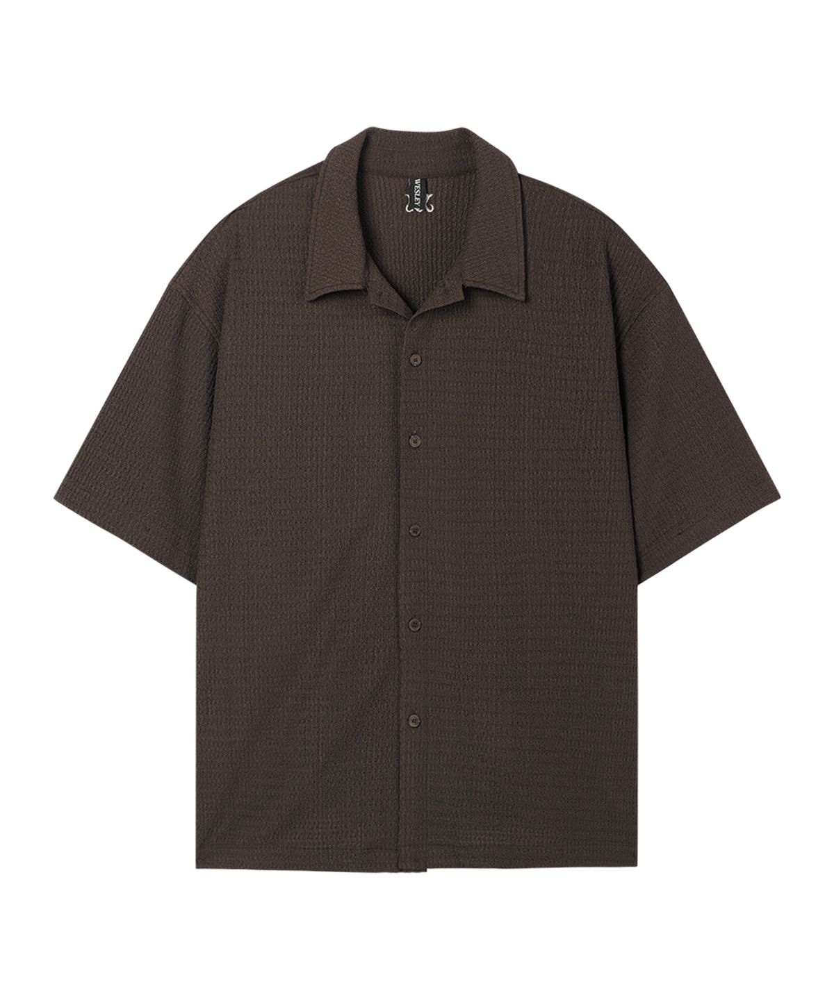 웨슬리 휴스턴(WESLEYHYUSTON) Breeze open collar half knit shirt dark brown