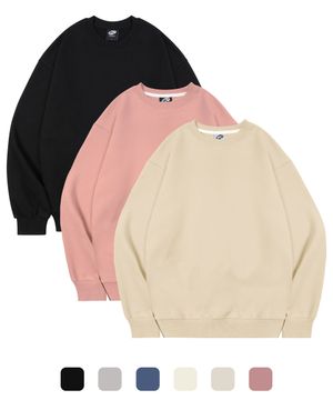 [2PACK] 오버핏 에센셜 솔리드 스웨트셔츠 (6color)