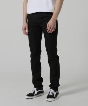 블랙 스판 슬림 일자 청바지