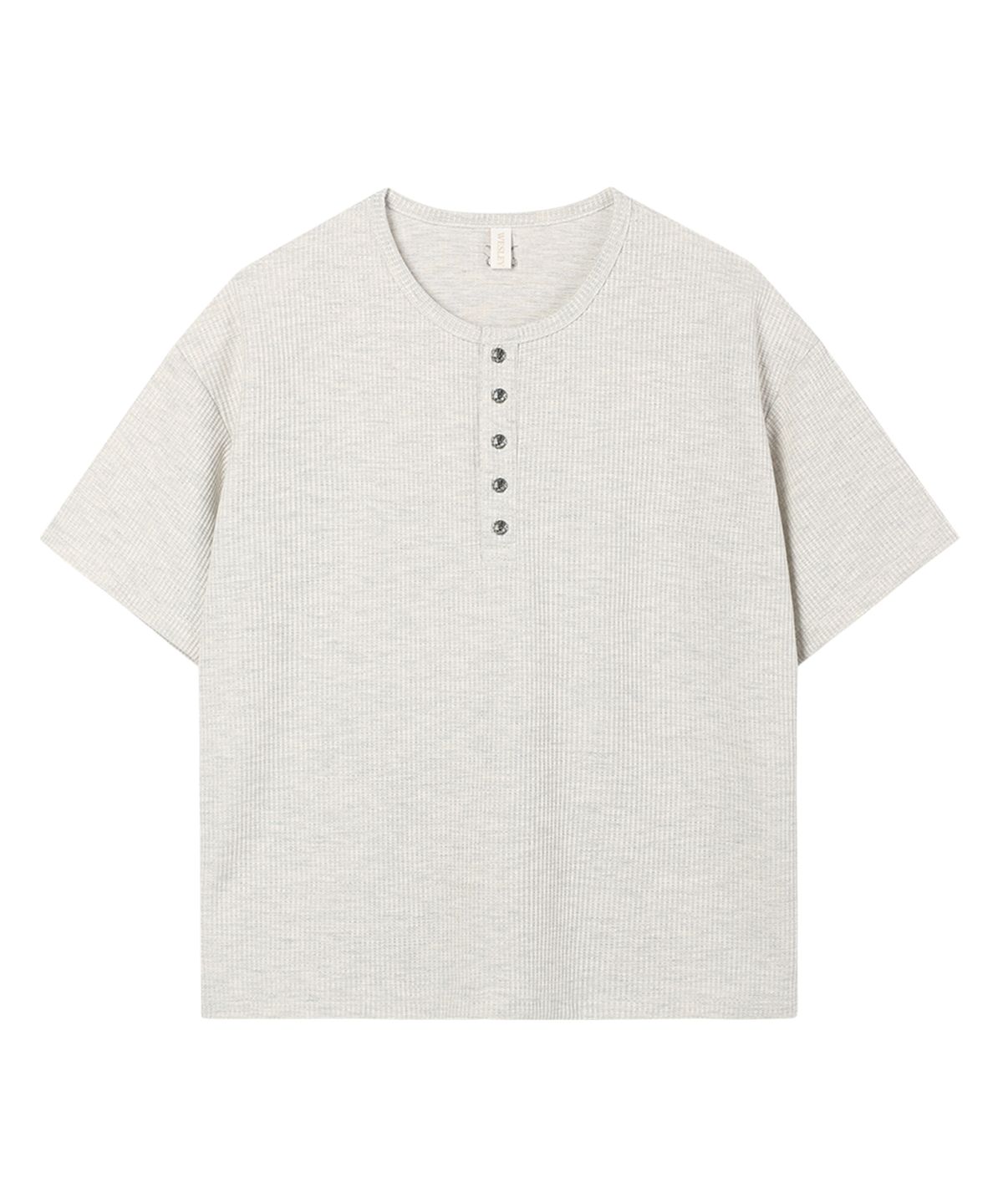 웨슬리 휴스턴(WESLEYHYUSTON) W metal button henley neck knit grey