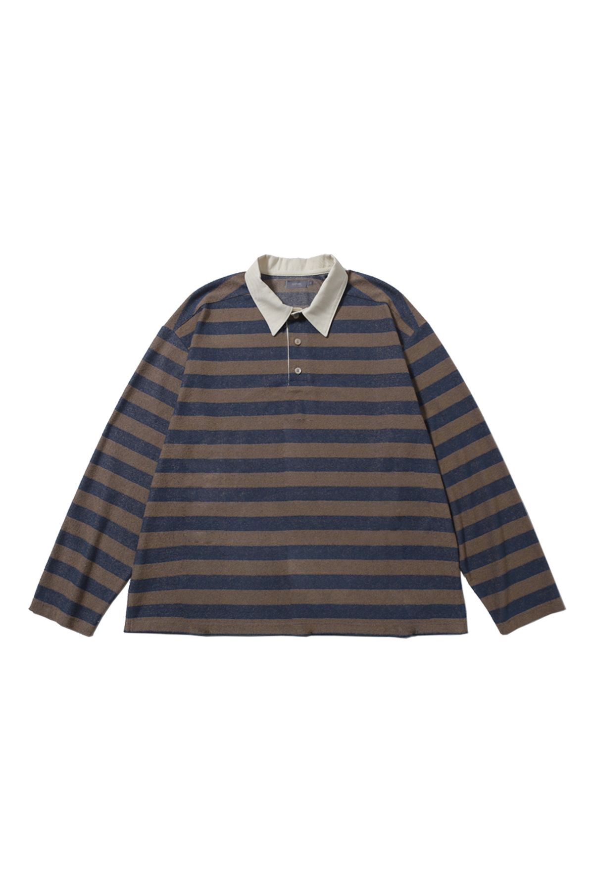 발루트(BALLUTE) BOUCLE STRIPE  COLLAR T-SHIRTS (BROWN-NAVY)