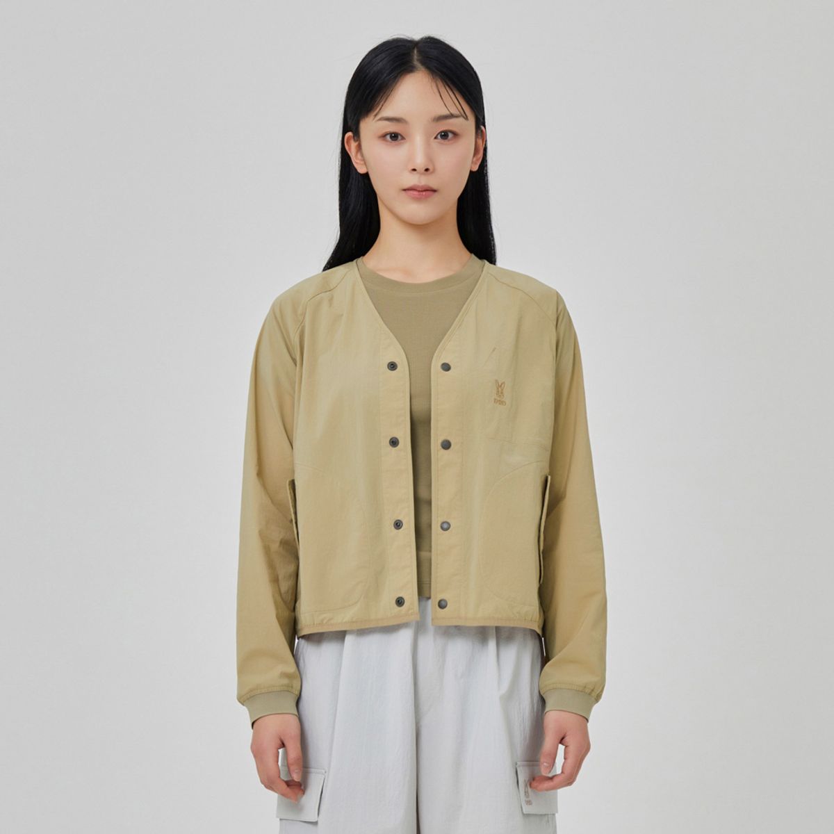 디오디(DOD) 마이로 넥리스 가디건 자켓 여자(TAN)