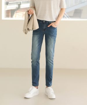 스판좋은 워싱 슬림 일자 청바지