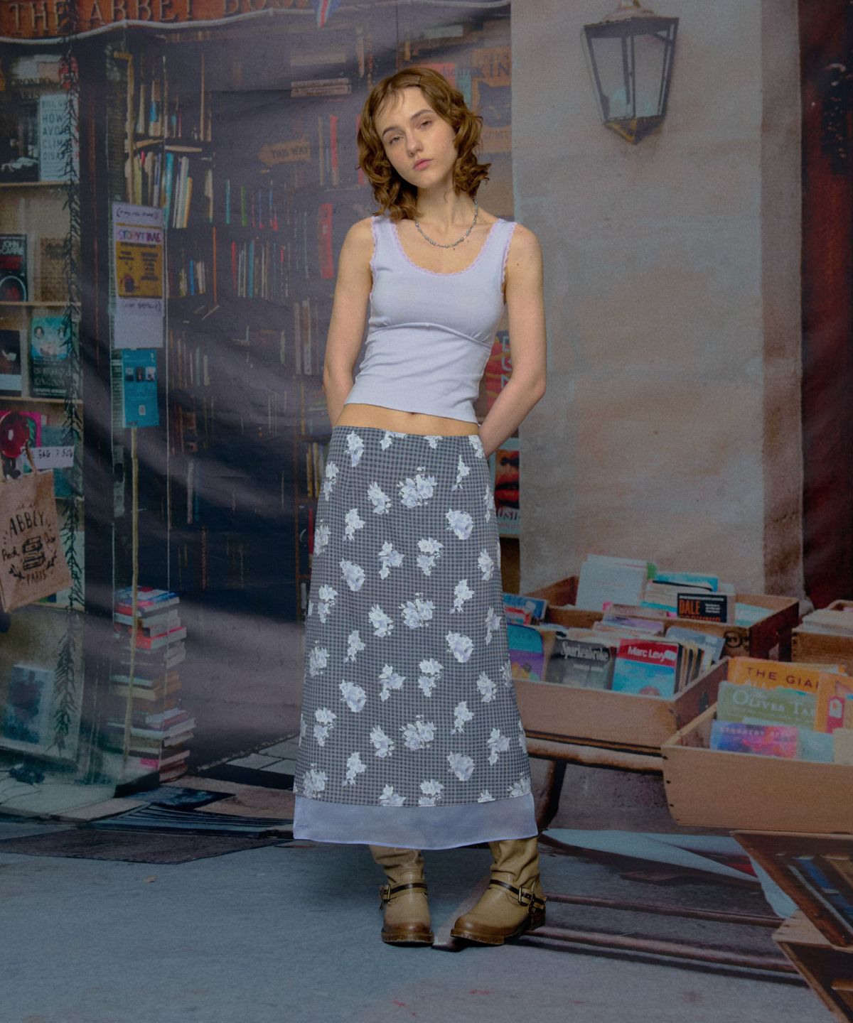 루루서울(LOULOUSEOUL) BonBon Floral Layered Skirt (Blue)