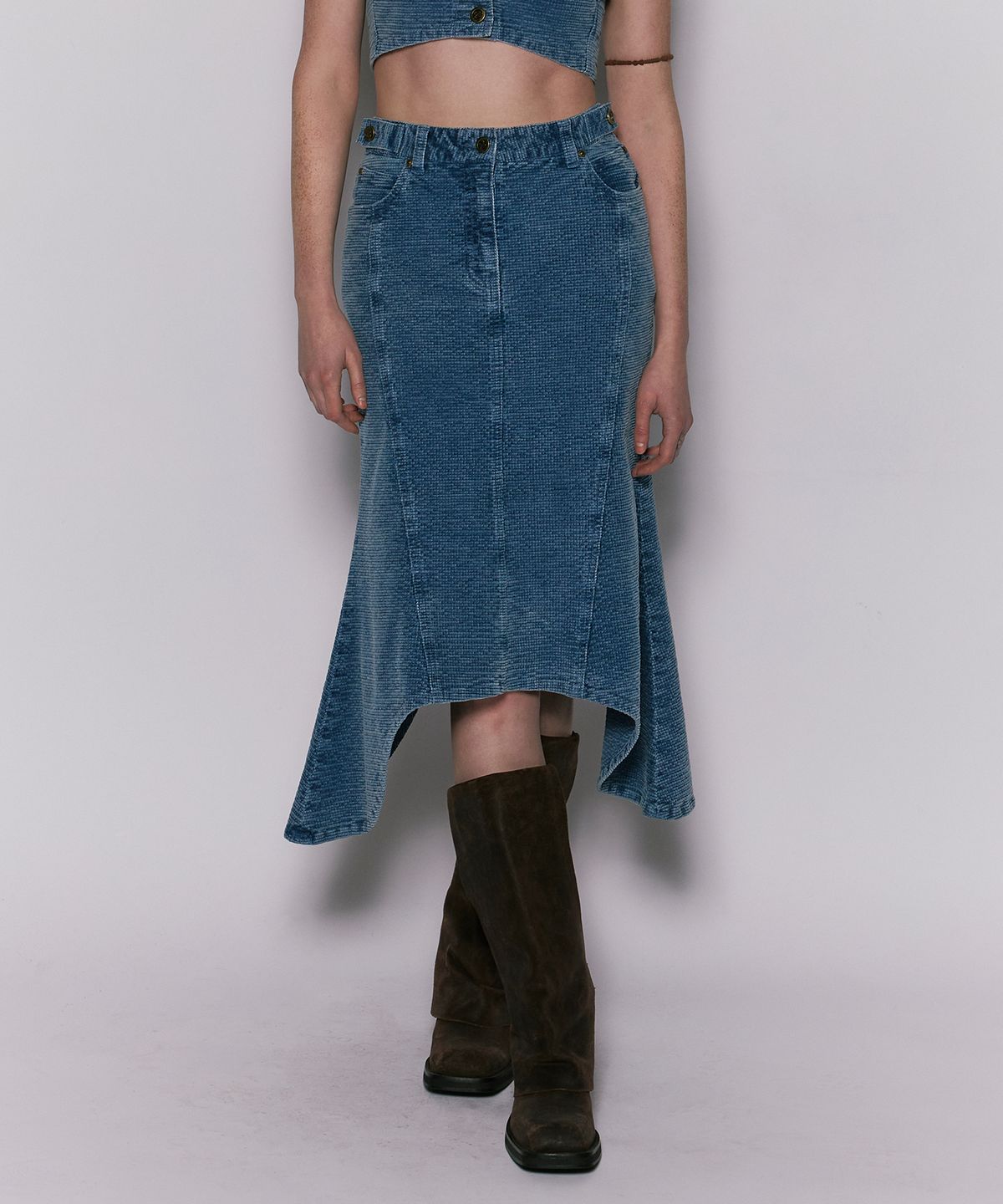 웨슬리 휴스턴(WESLEYHYUSTON) Emma washing denim mermaid skirt blue